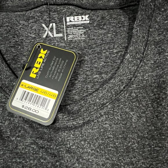 NWT RBX Men’s Charcoal Gray Long Sleeve Performance Shirt | Size XL - Picture 5 of 9